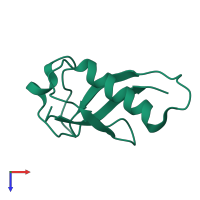 PDB entry 3zee coloured by chain, top view.