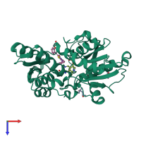 PDB entry 3zei coloured by chain, top view.