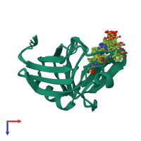 PDB entry 3zgp coloured by chain, ensemble of 20 models, top view.