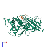 PDB entry 3zmq coloured by chain, top view.