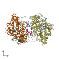 PDB entry 3zs0 coloured by chain, front view.