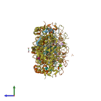 PDB entry 3zs0 coloured by chain, side view.