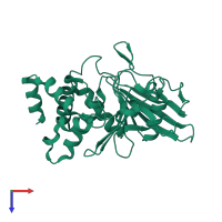 PDB entry 3zv2 coloured by chain, top view.