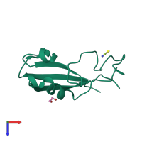 PDB entry 3zzo coloured by chain, top view.