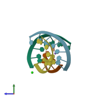 PDB entry 466d coloured by chain, side view.