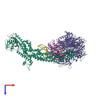 PDB entry 4a0k coloured by chain, top view.