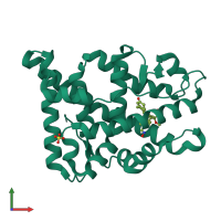 Monomeric assembly 1 of PDB entry 4a2j coloured by chemically distinct molecules, front view.