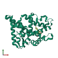 Monomeric assembly 2 of PDB entry 4a2j coloured by chemically distinct molecules, front view.