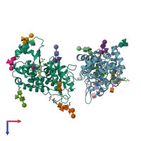 PDB entry 4a5g coloured by chain, top view.