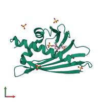 PDB entry 4a88 coloured by chain, front view.
