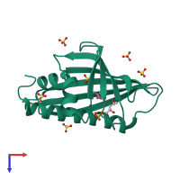 PDB entry 4a88 coloured by chain, top view.