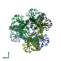 PDB entry 4a8p coloured by chain, side view.