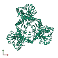 Putrescine carbamoyltransferase in PDB entry 4a8p, assembly 1, front view.