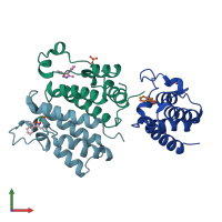 PDB entry 4a9o coloured by chain, front view.