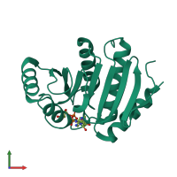 Monomeric assembly 1 of PDB entry 4abk coloured by chemically distinct molecules, front view.