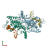 PDB entry 4abt coloured by chain, front view.