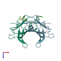 PDB entry 4abu coloured by chain, top view.