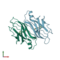 PDB entry 4act coloured by chain, front view.