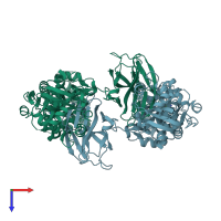 PDB entry 4ae1 coloured by chain, top view.