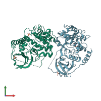 PDB entry 4ae6 coloured by chain, front view.