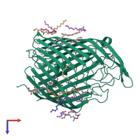PDB entry 4afk coloured by chain, top view.