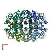 PDB entry 4ajo coloured by chain, top view.