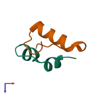 PDB entry 4ak0 coloured by chain, top view.