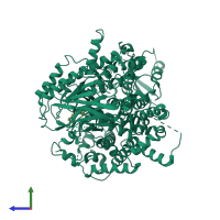 PDB entry 4anx coloured by chain, side view.