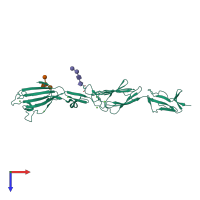 PDB entry 4aqb coloured by chain, top view.