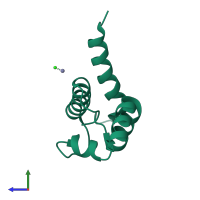 PDB entry 4aqj coloured by chain, side view.