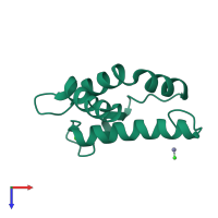 PDB entry 4aqj coloured by chain, top view.