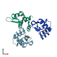 PDB entry 4asn coloured by chain, front view.