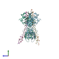 PDB entry 4auo coloured by chain, side view.