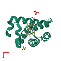 PDB entry 4avd coloured by chain, top view.