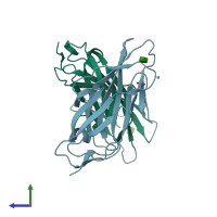 PDB entry 4avh coloured by chain, side view.