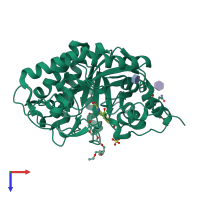 PDB entry 4aws coloured by chain, top view.