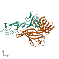 Hetero dimeric assembly 1 of PDB entry 4aym coloured by chemically distinct molecules, front view.