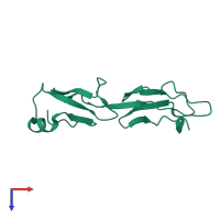 Monomeric assembly 3 of PDB entry 4aym coloured by chemically distinct molecules, top view.