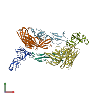 PDB entry 4aym coloured by chain, front view.
