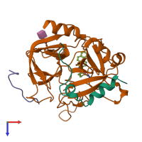 PDB entry 4az2 coloured by chain, top view.