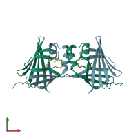 PDB entry 4azr coloured by chain, front view.