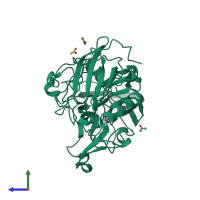 PDB entry 4azy coloured by chain, side view.
