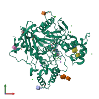 PDB entry 4b0o coloured by chain, front view.