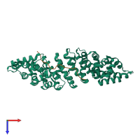 PDB entry 4b18 coloured by chain, top view.