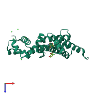 PDB entry 4b1r coloured by chain, top view.