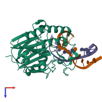 PDB entry 4b5h coloured by chain, top view.