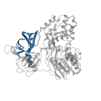 The deposited structure of PDB entry 4b76 contains 2 copies of CATH domain 2.40.10.10 (Thrombin, subunit H) in Serine protease/helicase NS3. Showing 1 copy in chain A.