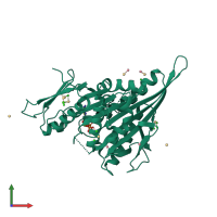 Monomeric assembly 1 of PDB entry 4b7b coloured by chemically distinct molecules, front view.