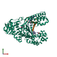 PDB entry 4b9l coloured by chain, front view.