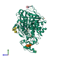 PDB entry 4bds coloured by chain, side view.